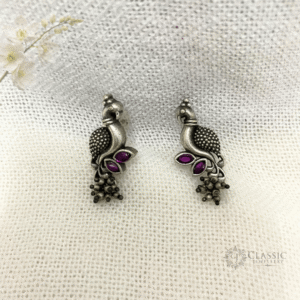 German Silver peacock Earrings-2