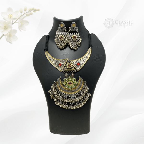 Silver Oxidized Dual Tone Necklace2