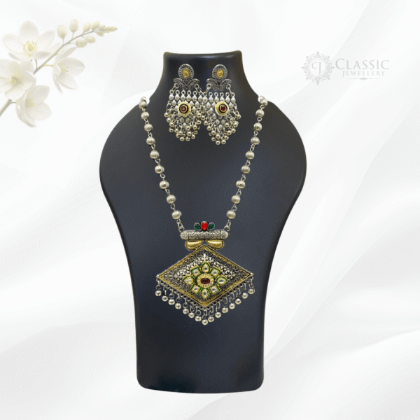 Silver Oxidized Dual Tone Necklace3