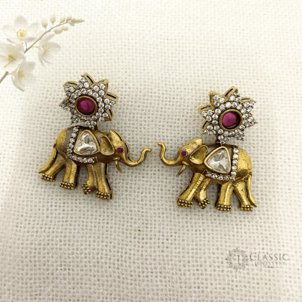 The “Airavat” Golden Plated Earrings