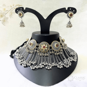 Silver Oxidized Dual Tone Necklace-18