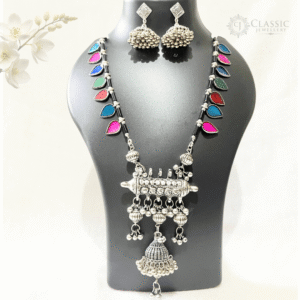 Silver Oxidized Dual Tone Necklace-19