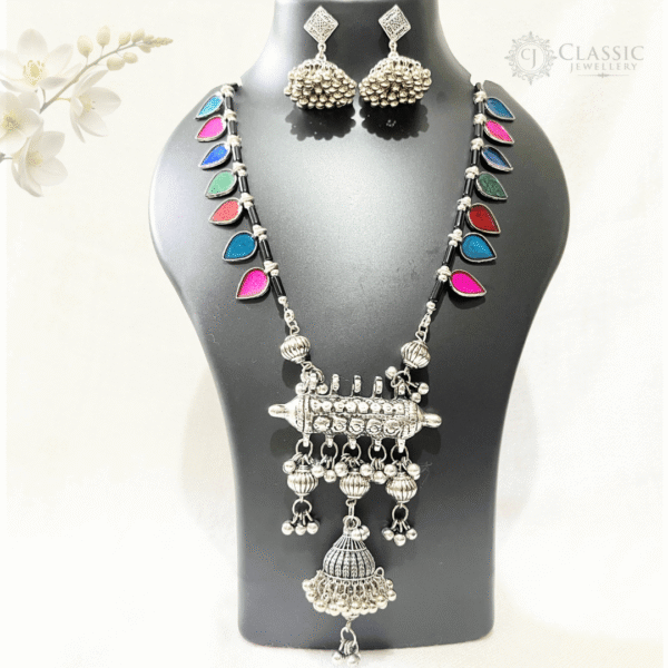 Silver Oxidized Dual Tone Necklace-19