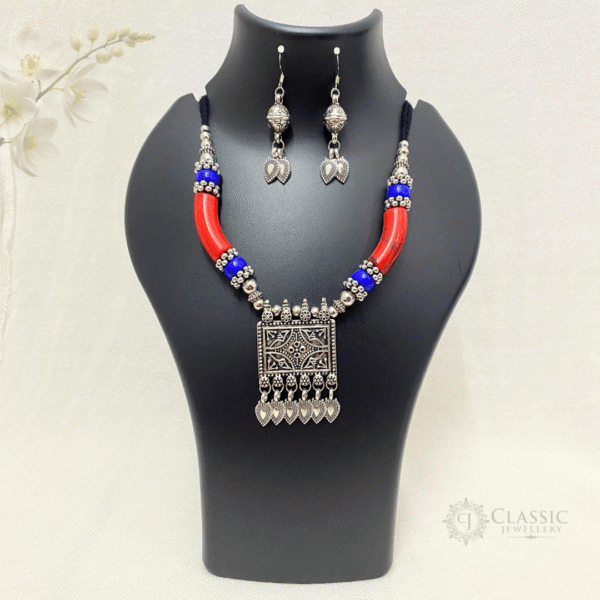 Silver Oxidized Dual Tone Necklace14