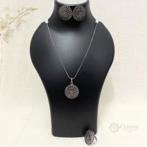 Silver Oxidized Dual Tone Necklace15