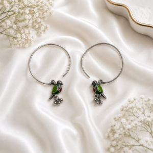 German Silver Parrot Hoop Earrings
