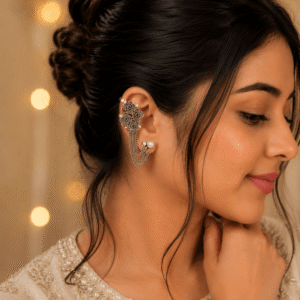 Elegant Floral Pearl Chain Ear Cuff