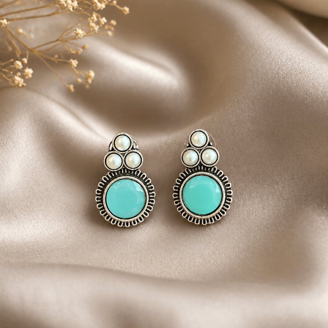 German Silver Stud Earrings - Image 2