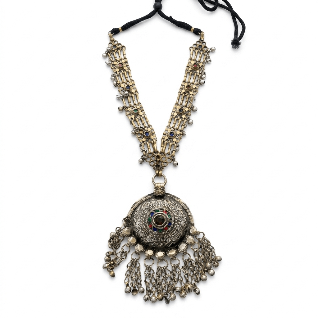 Vintage Afghani Silver Necklace - Image 2