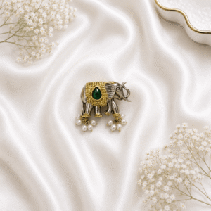 German Silver Green Stone elephant