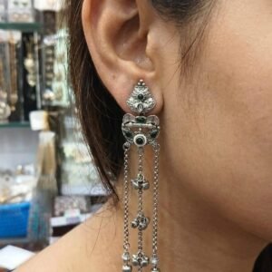 Silver Long Tassel Earring