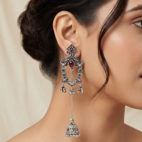 Silver Long Tassel Earring