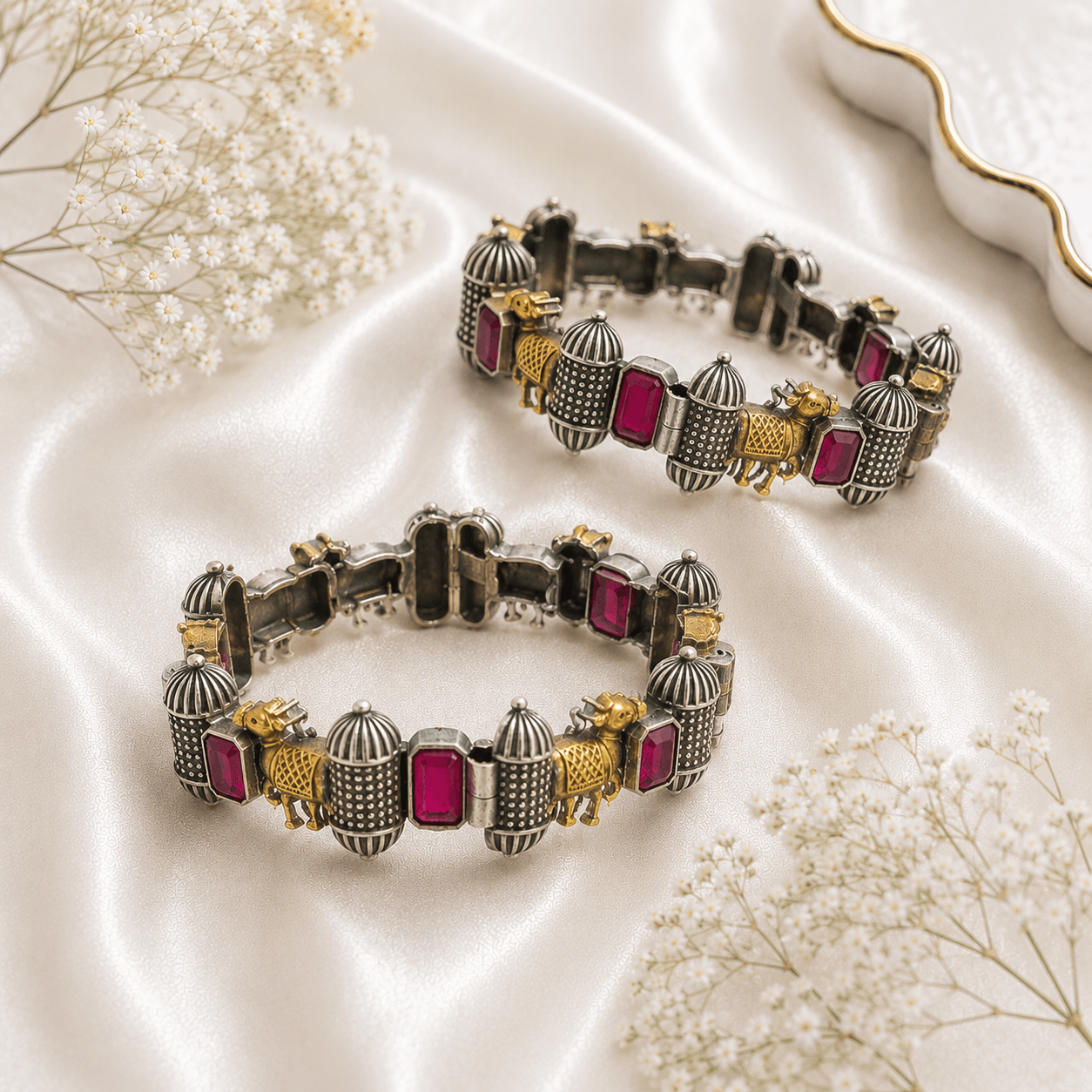 silver dual tone kada