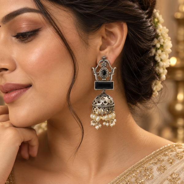 German Silver Jumka Earrings